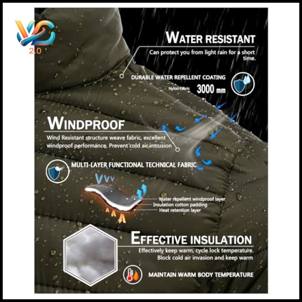 Men's Lightweight Puffer Down Jacket Waterproof I… - image 3